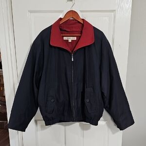 ⚓️ London Fog Men’s Navy and Red Bomber Jacket with Zip-Out Liner - Large